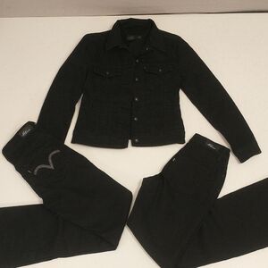 Levi's 90s Black Denim 3Piece XS Jean Jacket & 2M Jeans 26 Bootcut Curve Classic